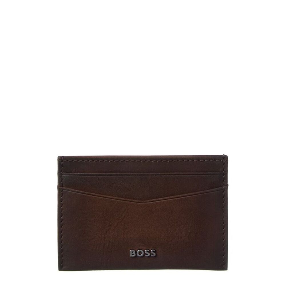 Hugo Boss New Crosstown Leather Card Holder, Brown